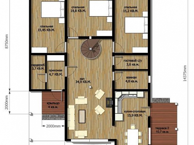 Проект каркасного дома 145м2